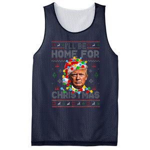 ILl Be Home For Christmas Funny Santa Trump Pajamas Ugly Mesh Reversible Basketball Jersey Tank