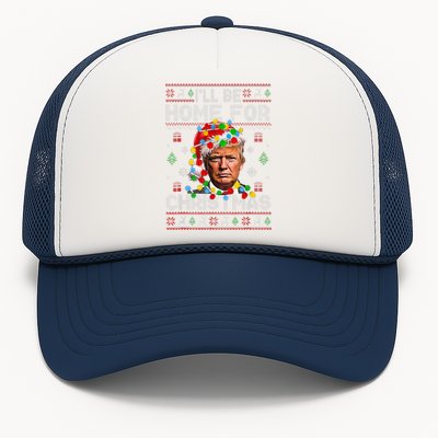 ILl Be Home For Christmas Funny Santa Trump Pajamas Ugly Trucker Hat