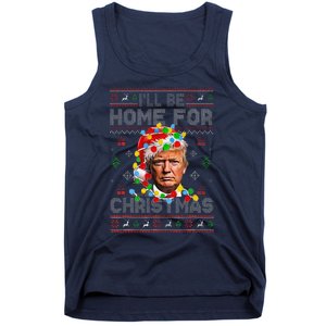 ILl Be Home For Christmas Funny Santa Trump Pajamas Ugly Tank Top