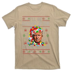 ILl Be Home For Christmas Funny Santa Trump Pajamas Ugly T-Shirt