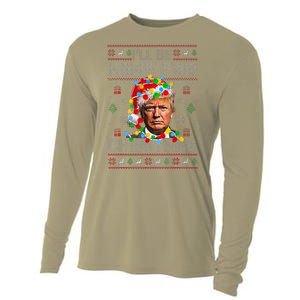 ILl Be Home For Christmas Funny Santa Trump Pajamas Ugly Cooling Performance Long Sleeve Crew