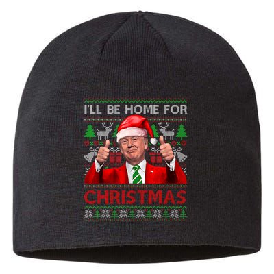 ILl Be Home For Christmas Santa Trump Xmas Pajamas Funny Sustainable Beanie