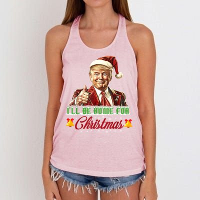 ILl Be Home For Christmas Santa Funny Trump Xmas Funny Gift Women's Knotted Racerback Tank