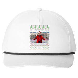 ILl Be Home For Christmas Ugly Sweaters Santa Trump Xmas Snapback Five-Panel Rope Hat