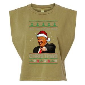 ILl Be Home For Christmas Santa Trump Xmas Pajamas Garment-Dyed Women's Muscle Tee