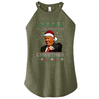 ILl Be Home For Christmas Santa Trump Xmas Pajamas Women’s Perfect Tri Rocker Tank