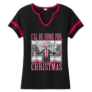 Ill Be Home For Christmas Santa Trump Xmas Pajamas Ladies Halftime Notch Neck Tee