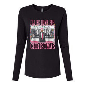 Ill Be Home For Christmas Santa Trump Xmas Pajamas Womens Cotton Relaxed Long Sleeve T-Shirt