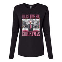 Ill Be Home For Christmas Santa Trump Xmas Pajamas Womens Cotton Relaxed Long Sleeve T-Shirt