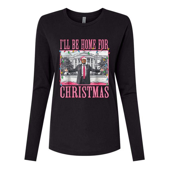 Ill Be Home For Christmas Santa Trump Xmas Pajamas Womens Cotton Relaxed Long Sleeve T-Shirt