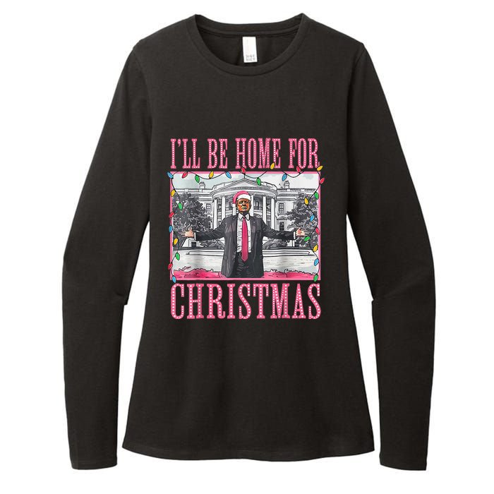 Ill Be Home For Christmas Santa Trump Xmas Pajamas Womens CVC Long Sleeve Shirt