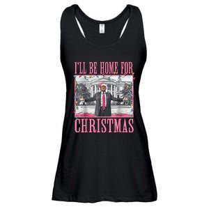 Ill Be Home For Christmas Santa Trump Xmas Pajamas Ladies Essential Flowy Tank