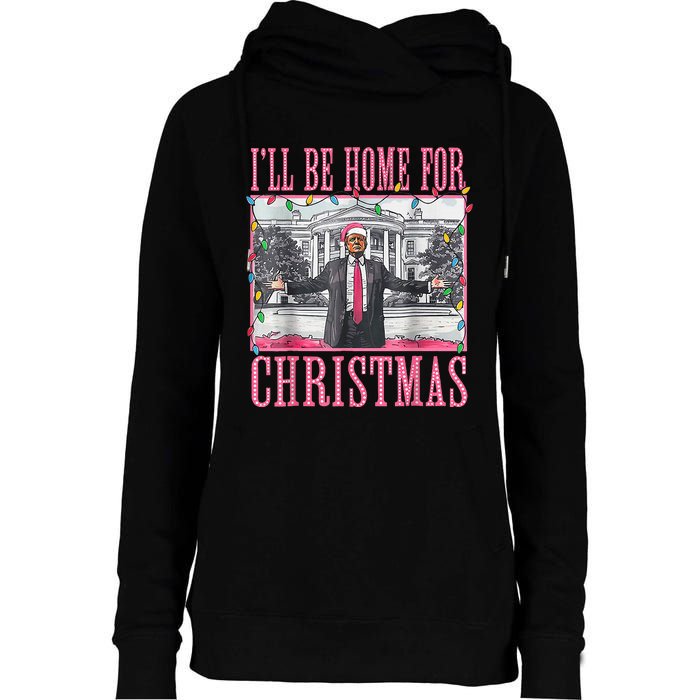 Ill Be Home For Christmas Santa Trump Xmas Pajamas Womens Funnel Neck Pullover Hood