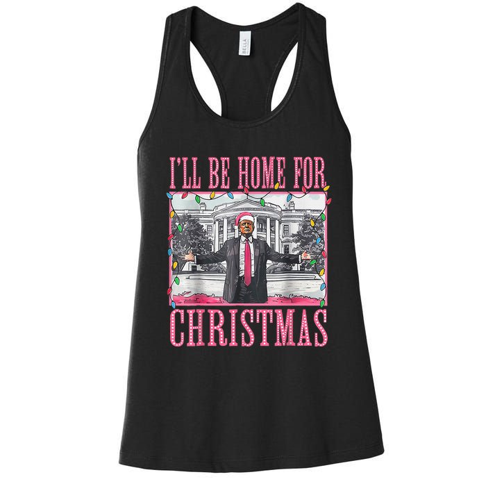 Ill Be Home For Christmas Santa Trump Xmas Pajamas Women's Racerback Tank