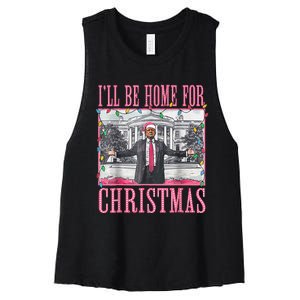 Ill Be Home For Christmas Santa Trump Xmas Pajamas Women's Racerback Cropped Tank