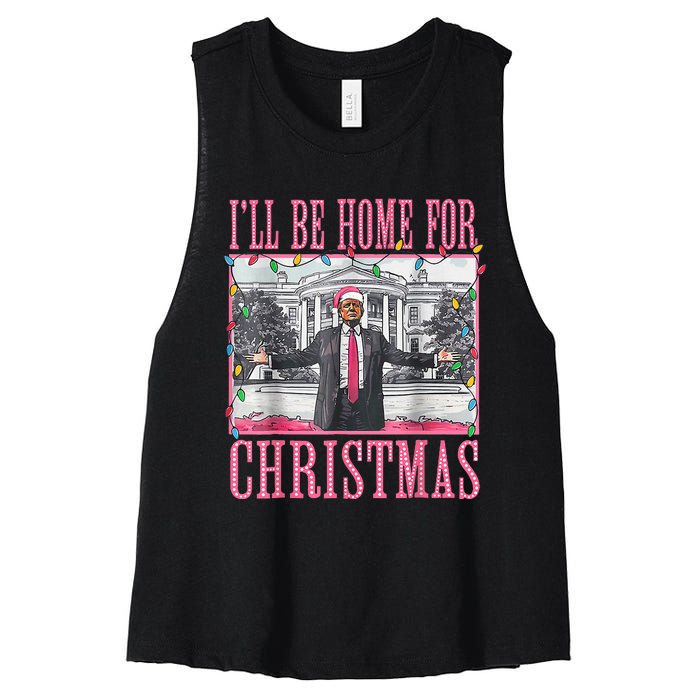 Ill Be Home For Christmas Santa Trump Xmas Pajamas Women's Racerback Cropped Tank