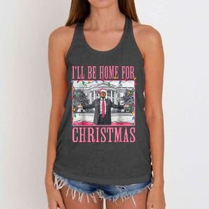 Ill Be Home For Christmas Santa Trump Xmas Pajamas Women's Knotted Racerback Tank