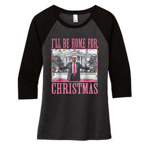 Ill Be Home For Christmas Santa Trump Xmas Pajamas Women's Tri-Blend 3/4-Sleeve Raglan Shirt