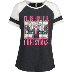 Ill Be Home For Christmas Santa Trump Xmas Pajamas Enza Ladies Jersey Colorblock Tee