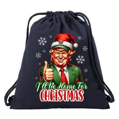 Ill Be Home For Christmas Trump 2024 Drawstring Bag