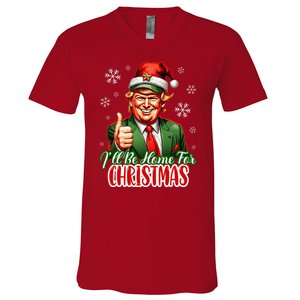 Ill Be Home For Christmas Trump 2024 V-Neck T-Shirt