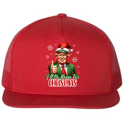 Ill Be Home For Christmas Trump 2024 Flat Bill Trucker Hat