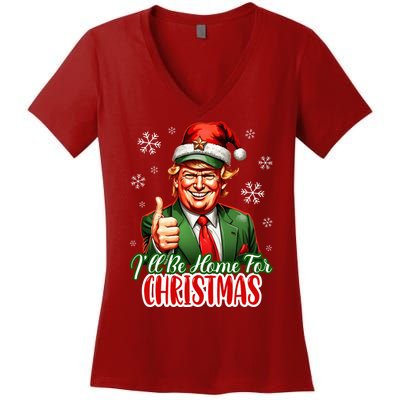 Ill Be Home For Christmas Trump 2024 Women's V-Neck T-Shirt