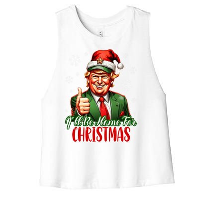 Ill Be Home For Christmas Trump 2024 Women's Racerback Cropped Tank