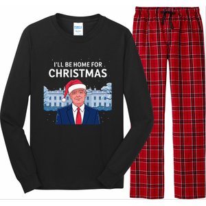 ILl Be Home For Christmas Santa Trump Xmas Pajamas Long Sleeve Pajama Set