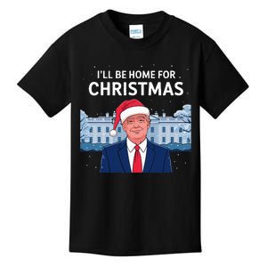 ILl Be Home For Christmas Santa Trump Xmas Pajamas Kids T-Shirt