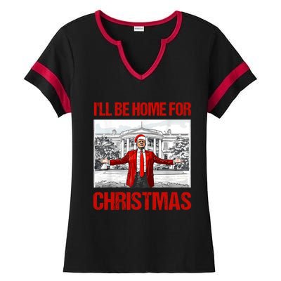 ILl Be Home For Christmas Santa Funny Xmas Pajamas Great Gift Ladies Halftime Notch Neck Tee