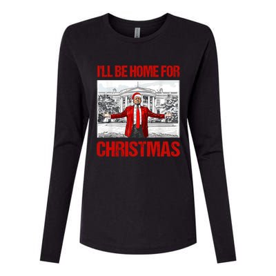 ILl Be Home For Christmas Santa Funny Xmas Pajamas Great Gift Womens Cotton Relaxed Long Sleeve T-Shirt