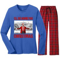 ILl Be Home For Christmas Santa Funny Xmas Pajamas Great Gift Women's Long Sleeve Flannel Pajama Set 