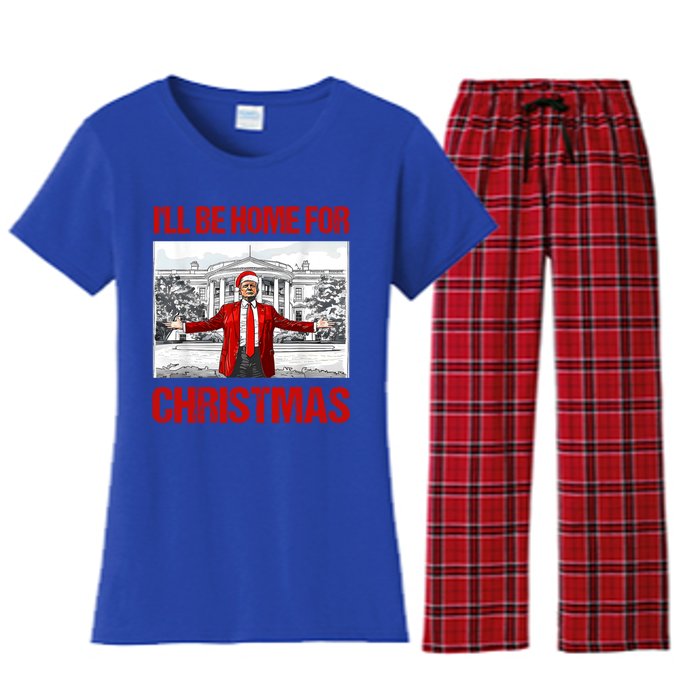 ILl Be Home For Christmas Santa Funny Xmas Pajamas Great Gift Women's Flannel Pajama Set