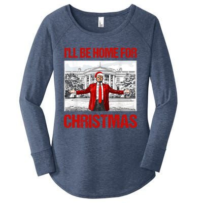 ILl Be Home For Christmas Santa Funny Xmas Pajamas Great Gift Women's Perfect Tri Tunic Long Sleeve Shirt