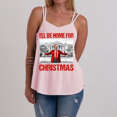 ILl Be Home For Christmas Santa Funny Xmas Pajamas Great Gift Women's Strappy Tank