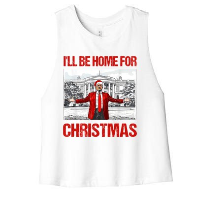 ILl Be Home For Christmas Santa Funny Xmas Pajamas Great Gift Women's Racerback Cropped Tank