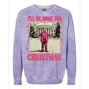 ILl Be Home For Christmas Santa Funny Trump Xmas Pajamas Colorblast Crewneck Sweatshirt