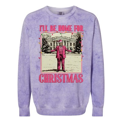 ILl Be Home For Christmas Santa Funny Trump Xmas Pajamas Colorblast Crewneck Sweatshirt