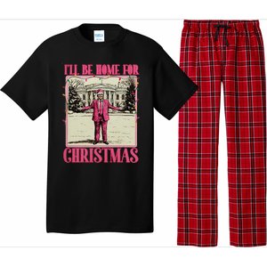 ILl Be Home For Christmas Santa Funny Trump Xmas Pajamas Pajama Set