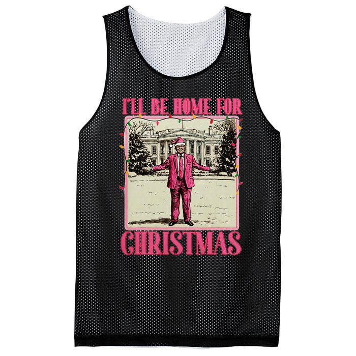 ILl Be Home For Christmas Santa Funny Trump Xmas Pajamas Mesh Reversible Basketball Jersey Tank