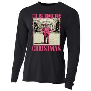 ILl Be Home For Christmas Santa Funny Trump Xmas Pajamas Cooling Performance Long Sleeve Crew