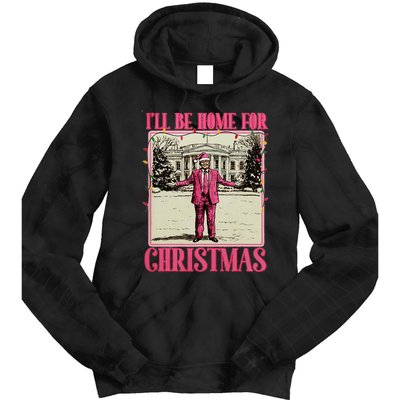 ILl Be Home For Christmas Santa Funny Trump Xmas Pajamas Tie Dye Hoodie