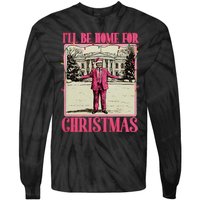 ILl Be Home For Christmas Santa Funny Trump Xmas Pajamas Tie-Dye Long Sleeve Shirt