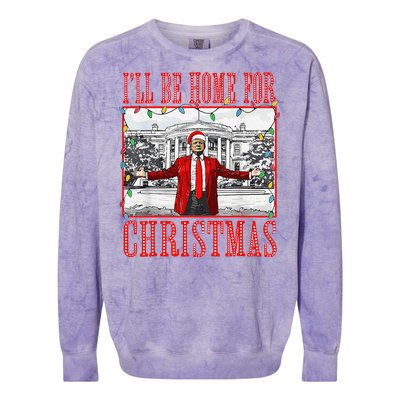 ILl Be Home For Christmas Santa Funny Trump Xmas Pajamas Colorblast Crewneck Sweatshirt