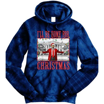 ILl Be Home For Christmas Santa Funny Trump Xmas Pajamas Tie Dye Hoodie