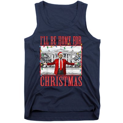 ILl Be Home For Christmas Santa Funny Trump Xmas Pajamas Tank Top