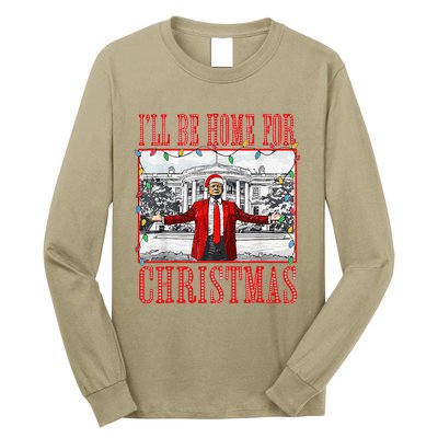 ILl Be Home For Christmas Santa Funny Trump Xmas Pajamas Long Sleeve Shirt