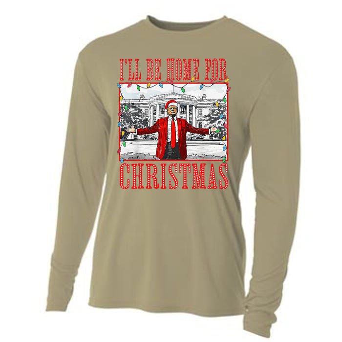 ILl Be Home For Christmas Santa Funny Trump Xmas Pajamas Cooling Performance Long Sleeve Crew