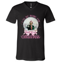 ILl Be Home For Christmas Trump Xmas 2024 V-Neck T-Shirt